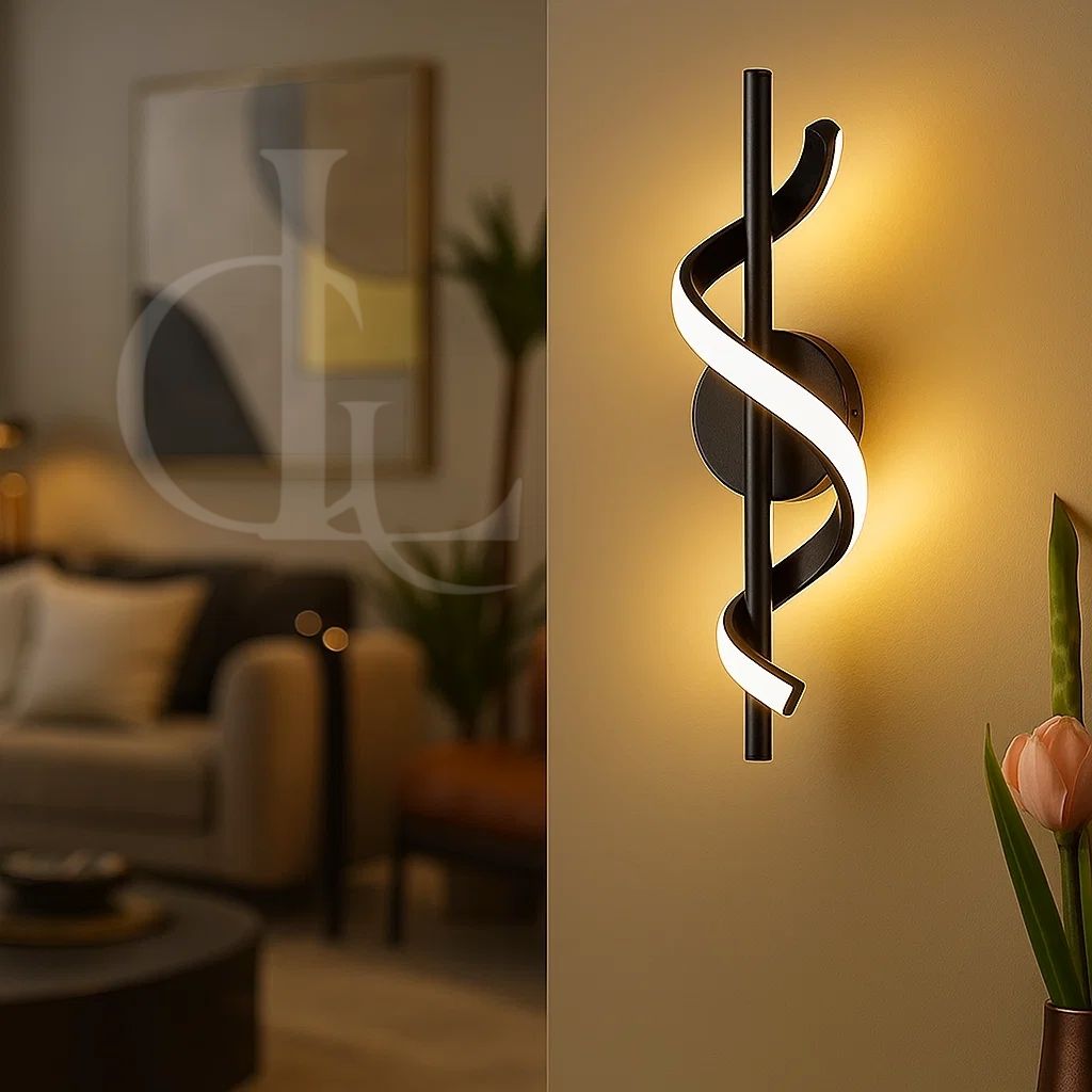Spiral Black LED Wall Light